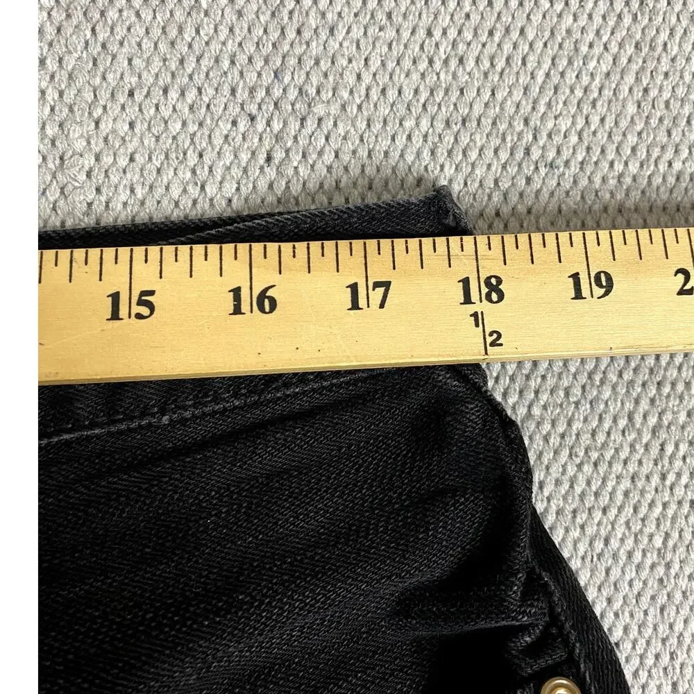 Crown Basics Jeans Mens 36X28 Black Loose Straight Painted‎ Back Y2K Button Fly